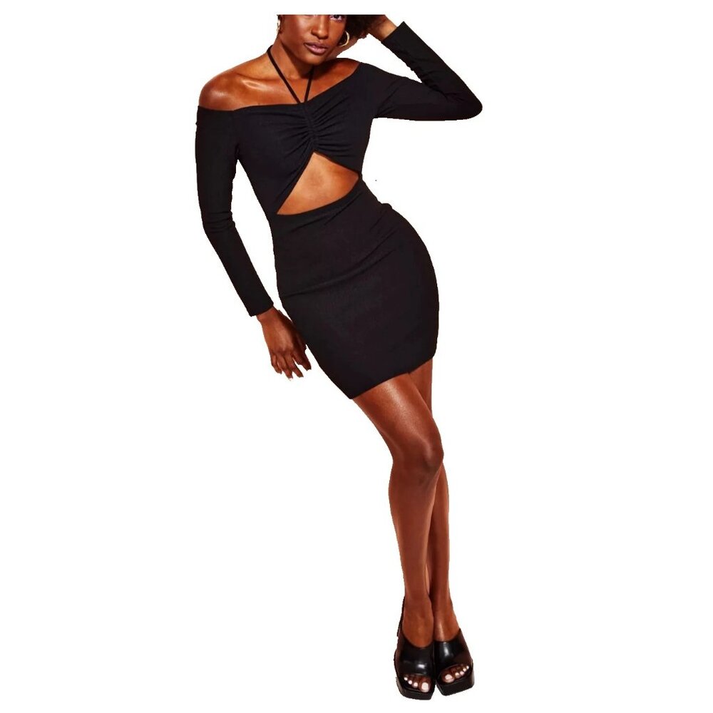 Royalty by Maluma Women's Cutout Halter Dress, Black, XL